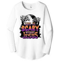 Life Is Scary Without Jesus Christian Halloween Tree Bible Women's Perfect Tri Tunic Long Sleeve Shirt