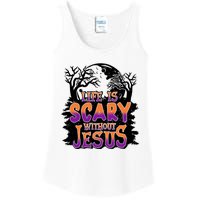 Life Is Scary Without Jesus Christian Halloween Tree Bible Ladies Essential Tank