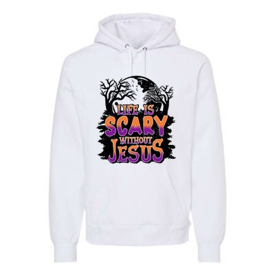 Life Is Scary Without Jesus Christian Halloween Tree Bible Premium Hoodie