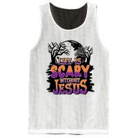 Life Is Scary Without Jesus Christian Halloween Tree Bible Mesh Reversible Basketball Jersey Tank