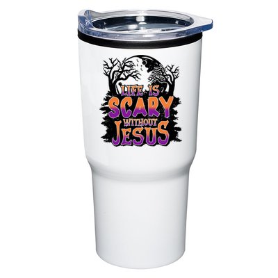 Life Is Scary Without Jesus Christian Halloween Tree Bible Tumbler
