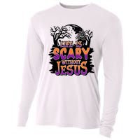 Life Is Scary Without Jesus Christian Halloween Tree Bible Cooling Performance Long Sleeve Crew