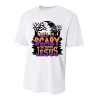 Life Is Scary Without Jesus Christian Halloween Tree Bible Performance Sprint T-Shirt