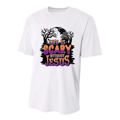 Life Is Scary Without Jesus Christian Halloween Tree Bible Youth Performance Sprint T-Shirt