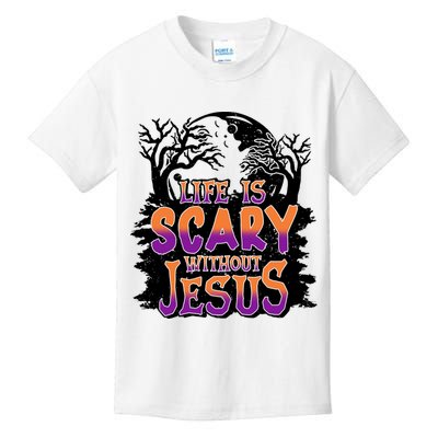 Life Is Scary Without Jesus Christian Halloween Tree Bible Kids T-Shirt