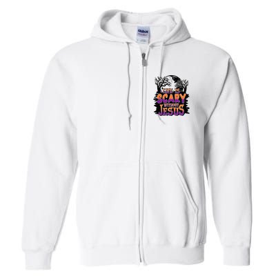 Life Is Scary Without Jesus Christian Halloween Tree Bible Full Zip Hoodie
