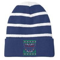 Let It Snow Christmas Gift Striped Beanie with Solid Band