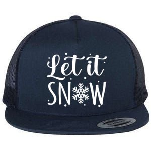 Let It Snow Funny Merry Christmas Santa Elf Gnomes Graphic Gift Flat Bill Trucker Hat