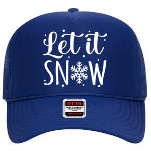 Let It Snow Funny Merry Christmas Santa Elf Gnomes Graphic Gift High Crown Mesh Back Trucker Hat