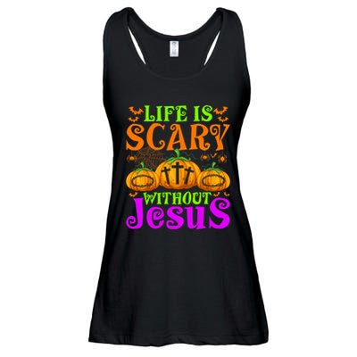 Life Is Scary Without Jesus Christian Halloween Jesus Ladies Essential Flowy Tank