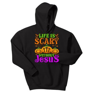 Life Is Scary Without Jesus Christian Halloween Jesus Kids Hoodie