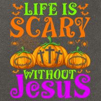 Life Is Scary Without Jesus Christian Halloween Jesus Cotton Canvas Backpack