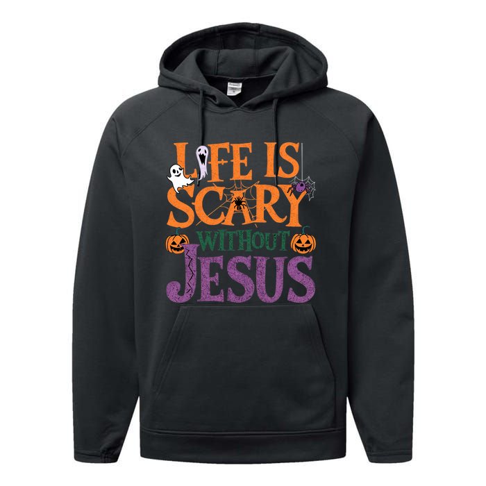 Life Is Scary Without Jesus Christian Halloween Party Performance Fleece Hoodie