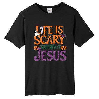 Life Is Scary Without Jesus Christian Halloween Party Tall Fusion ChromaSoft Performance T-Shirt