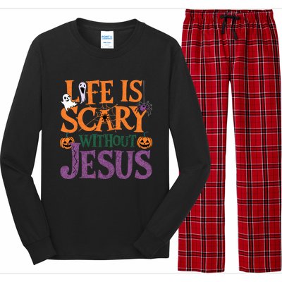 Life Is Scary Without Jesus Christian Halloween Party Long Sleeve Pajama Set