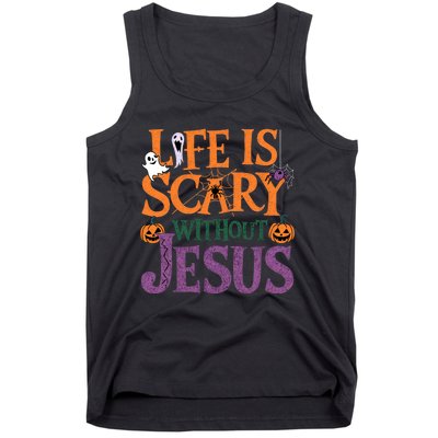 Life Is Scary Without Jesus Christian Halloween Party Tank Top