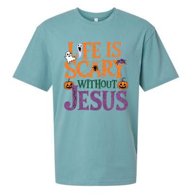 Life Is Scary Without Jesus Christian Halloween Party Sueded Cloud Jersey T-Shirt