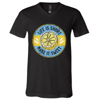 Life Is Short Make It Sweet Lemon Lover Fruit Business V-Neck T-Shirt