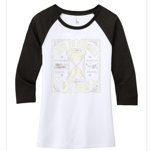 Life Is Short Live Well Women's Tri-Blend 3/4-Sleeve Raglan Shirt