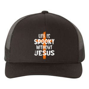 Life Is Scary Without Jesus Halloween Christian Costume Yupoong Adult 5-Panel Trucker Hat