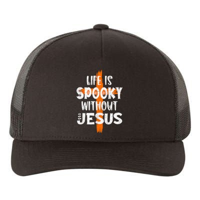 Life Is Scary Without Jesus Halloween Christian Costume Yupoong Adult 5-Panel Trucker Hat