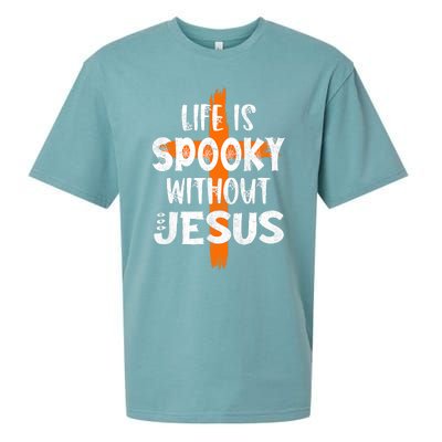 Life Is Scary Without Jesus Halloween Christian Costume Sueded Cloud Jersey T-Shirt