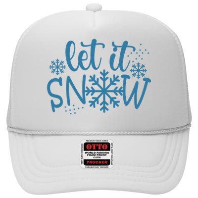 Let It Snow Cute Cozy High Crown Mesh Back Trucker Hat