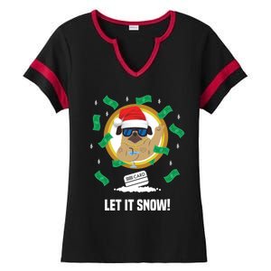 Let It Snow Santa Cocaine Adult Humor Dog Pug Cool Funny Gag Cool Gift Ladies Halftime Notch Neck Tee