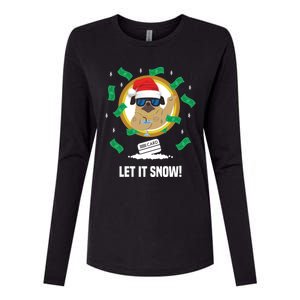 Let It Snow Santa Cocaine Adult Humor Dog Pug Cool Funny Gag Cool Gift Womens Cotton Relaxed Long Sleeve T-Shirt