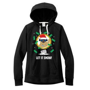 Let It Snow Santa Cocaine Adult Humor Dog Pug Cool Funny Gag Cool Gift Women's Fleece Hoodie