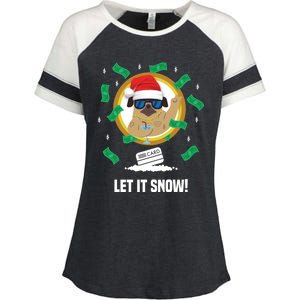 Let It Snow Santa Cocaine Adult Humor Dog Pug Cool Funny Gag Cool Gift Enza Ladies Jersey Colorblock Tee