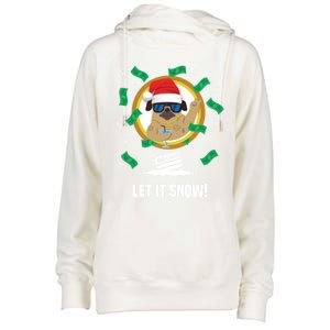 Let It Snow Santa Cocaine Adult Humor Dog Pug Cool Funny Gag Cool Gift Womens Funnel Neck Pullover Hood