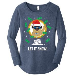 Let It Snow Santa Cocaine Adult Humor Dog Pug Cool Funny Gag Cool Gift Women's Perfect Tri Tunic Long Sleeve Shirt