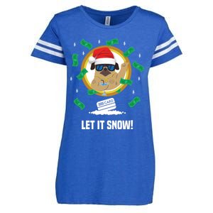 Let It Snow Santa Cocaine Adult Humor Dog Pug Cool Funny Gag Cool Gift Enza Ladies Jersey Football T-Shirt