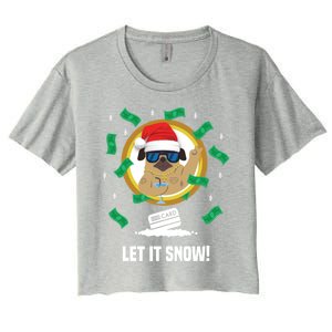 Let It Snow Santa Cocaine Adult Humor Dog Pug Cool Funny Gag Cool Gift Women's Crop Top Tee