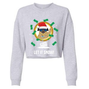 Let It Snow Santa Cocaine Adult Humor Dog Pug Cool Funny Gag Cool Gift Cropped Pullover Crew