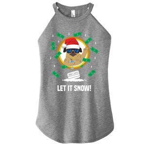 Let It Snow Santa Cocaine Adult Humor Dog Pug Cool Funny Gag Cool Gift Women's Perfect Tri Rocker Tank