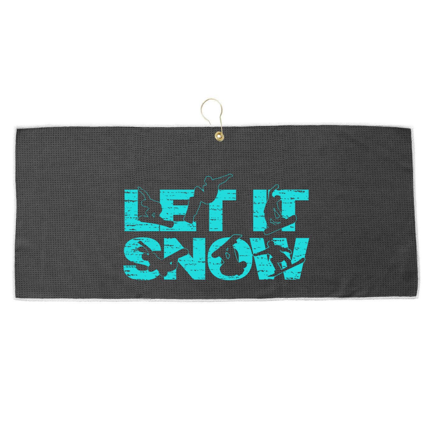 Let It Snow Snowboard Winter Sport Lover Gift Large Microfiber Waffle Golf Towel