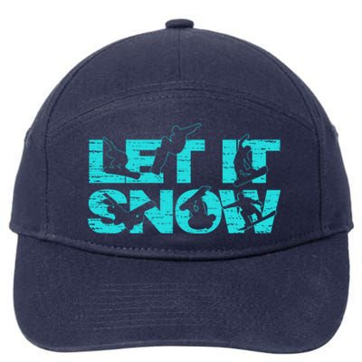 Let It Snow Snowboard Winter Sport Lover Gift 7-Panel Snapback Hat