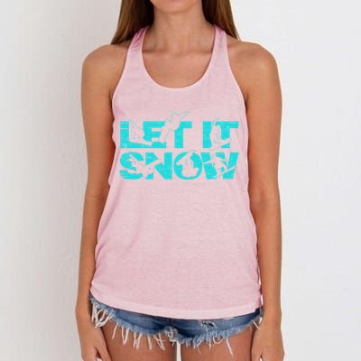 Let It Snow Snowboard Winter Sport Lover Gift Women's Knotted Racerback Tank