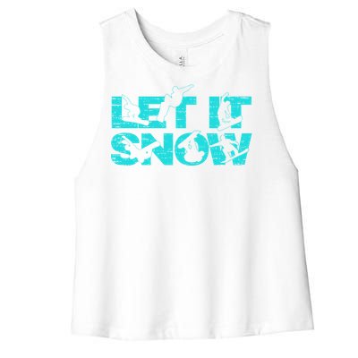 Let It Snow Snowboard Winter Sport Lover Gift Women's Racerback Cropped Tank