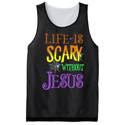 Life Is Scary Without Jesus Halloween Costume Mesh Reversible Basketball Jersey Tank