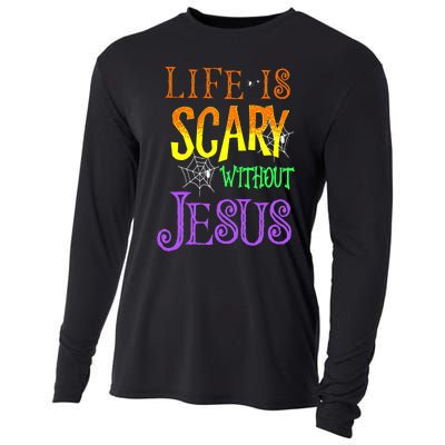 Life Is Scary Without Jesus Halloween Costume Cooling Performance Long Sleeve Crew