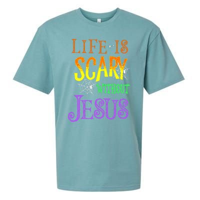 Life Is Scary Without Jesus Halloween Costume Sueded Cloud Jersey T-Shirt