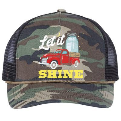 Let It Shine! Vintage Truck Stars Moon And Moonshine Jar Funny Gift Retro Rope Trucker Hat Cap