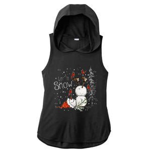 Let Is Snow Christmas Snowman Funny Holiday Ladies PosiCharge Tri-Blend Wicking Draft Hoodie Tank