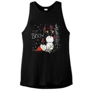 Let Is Snow Christmas Snowman Funny Holiday Ladies PosiCharge Tri-Blend Wicking Tank