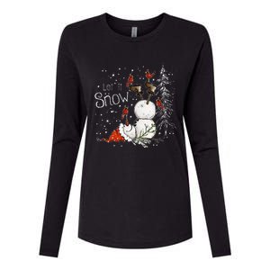 Let Is Snow Christmas Snowman Funny Holiday Womens Cotton Relaxed Long Sleeve T-Shirt