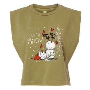 Let Is Snow Christmas Snowman Funny Holiday Garment-Dyed Women's Muscle Tee