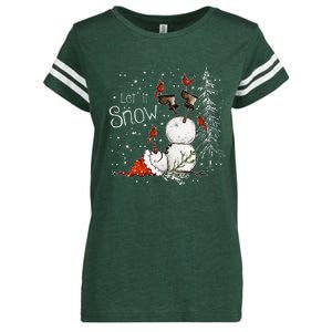 Let Is Snow Christmas Snowman Funny Holiday Enza Ladies Jersey Football T-Shirt